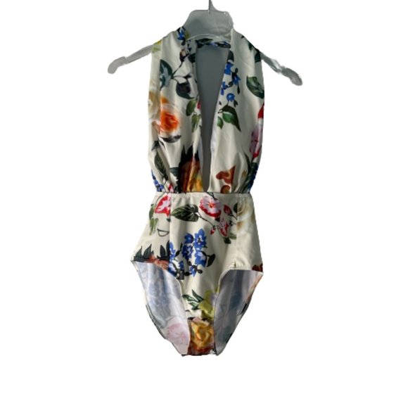 Unbranded Other - Floral Halter Bathing Swim Suit Cream Colorful XL Runs Small NWOT